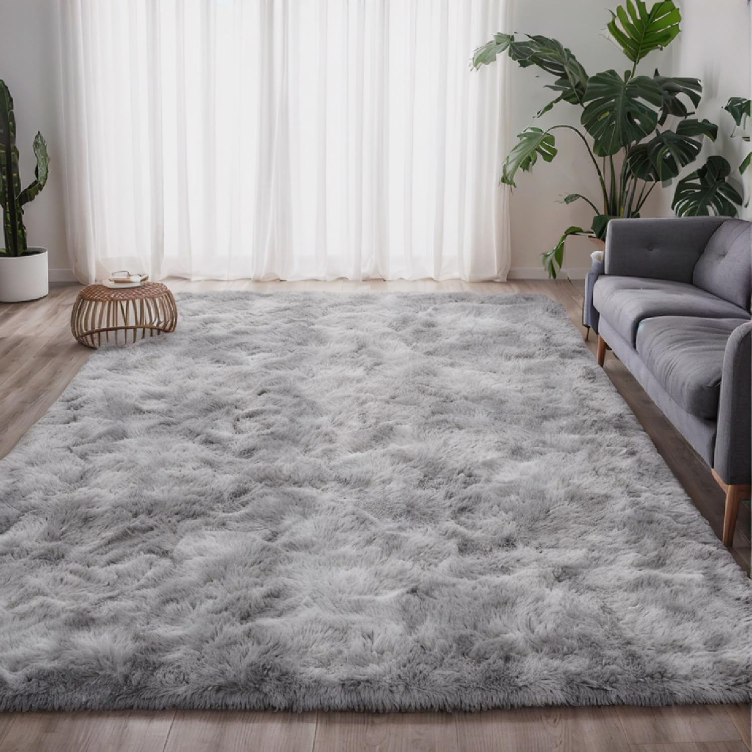 Tapis salon moelleux 160x230 cm gris clair