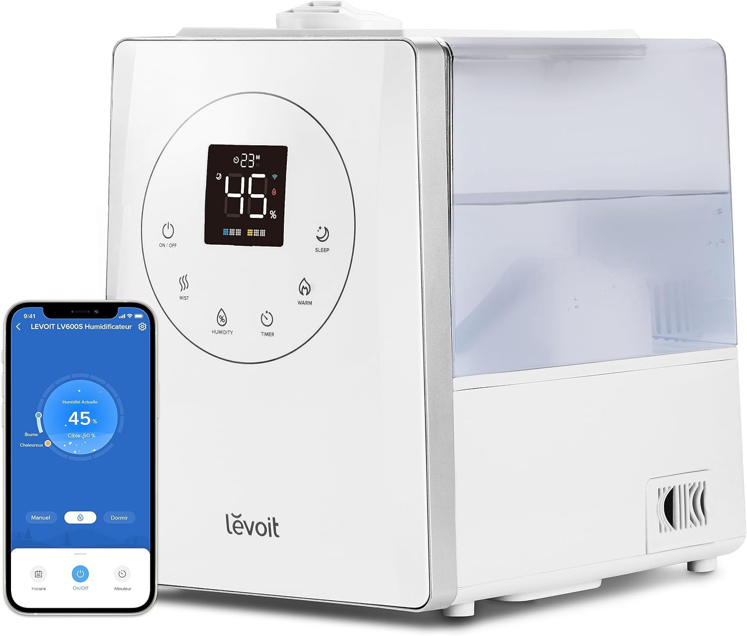 Humidificateur Levoit 6L WiFi Smart à remplissage par le haut, autonomie 60 heures