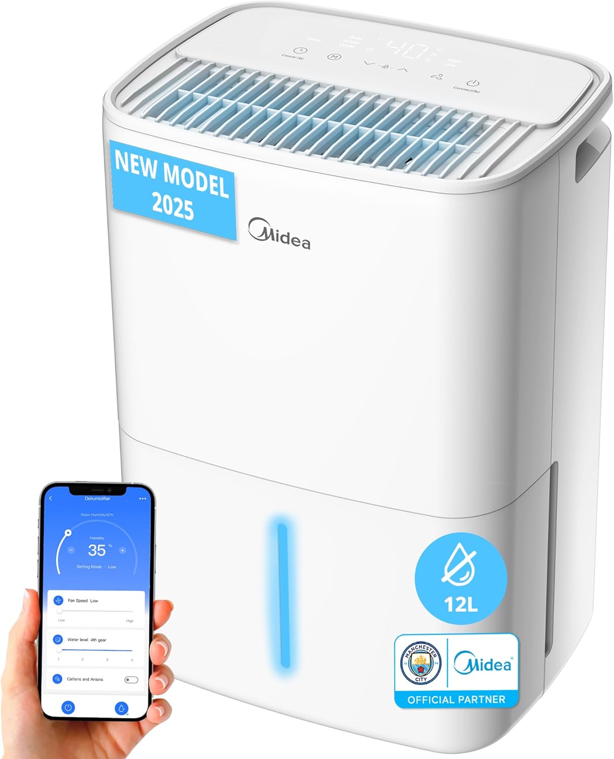 MIDEA Déshumidificateur 12L Anti-Moisissure WiFi 35m² compresseur