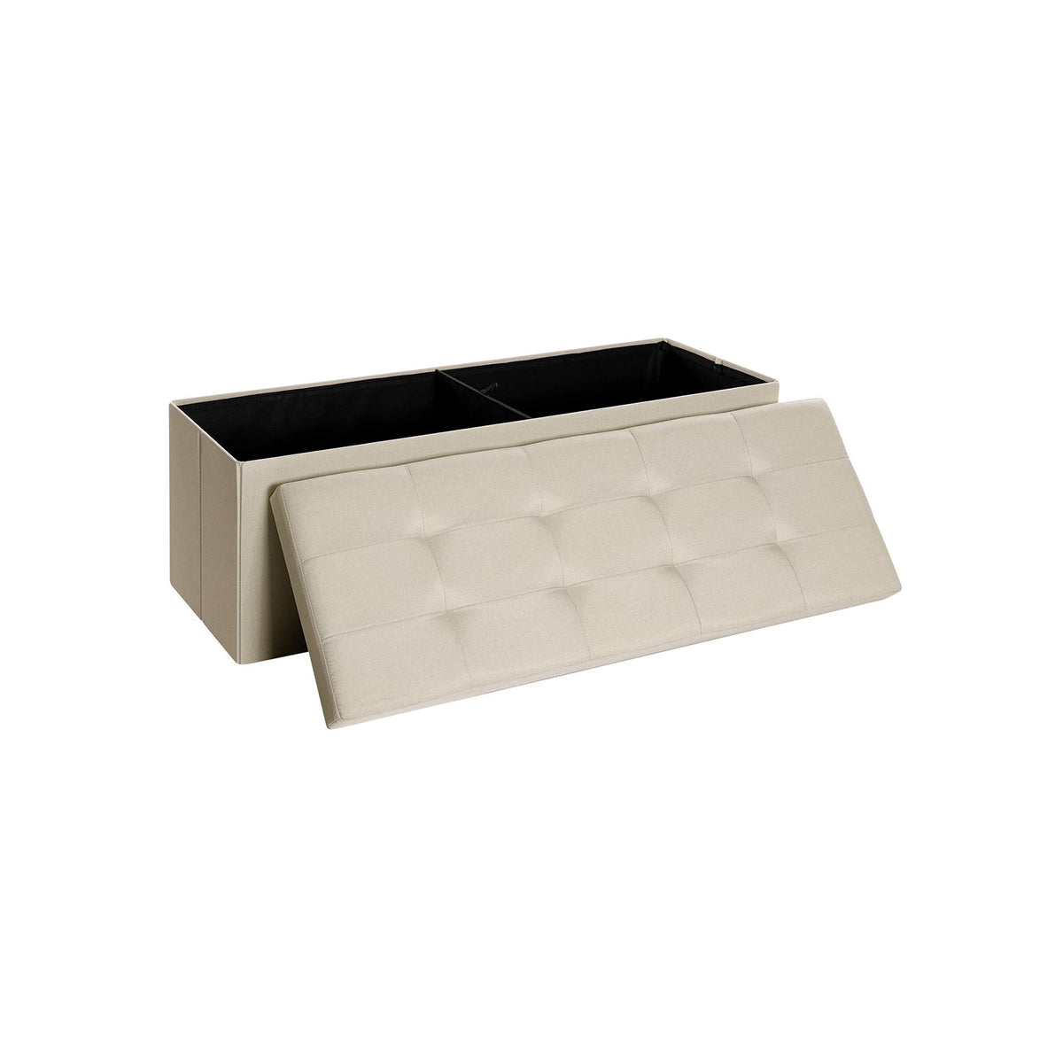 SONGMICS Mazie LSF77BE — coffre de rangement banc en lin crème 110 cm 120L