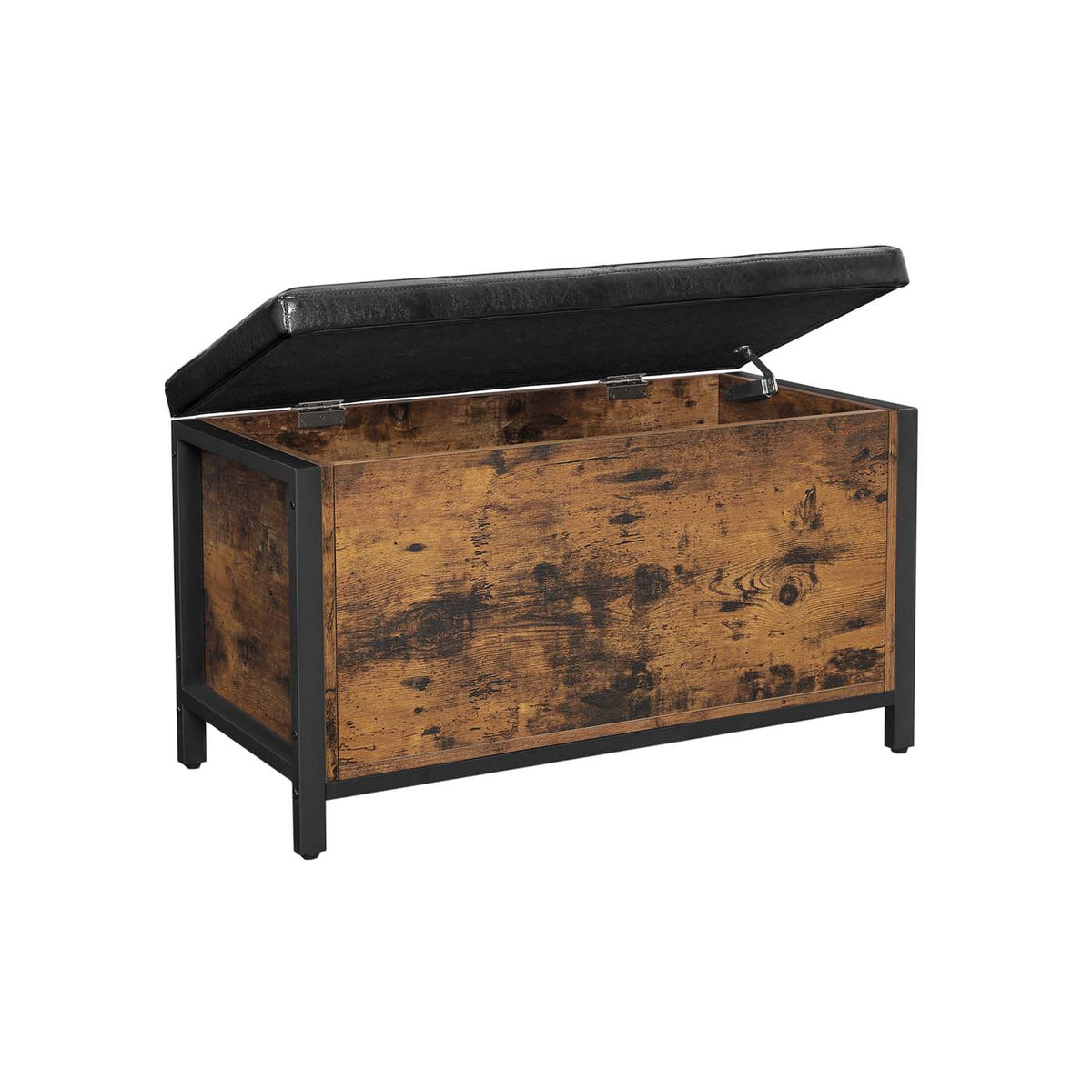 VASAGLE LSC80BX coffre tabouret rangement PU industriel brun rustique noir