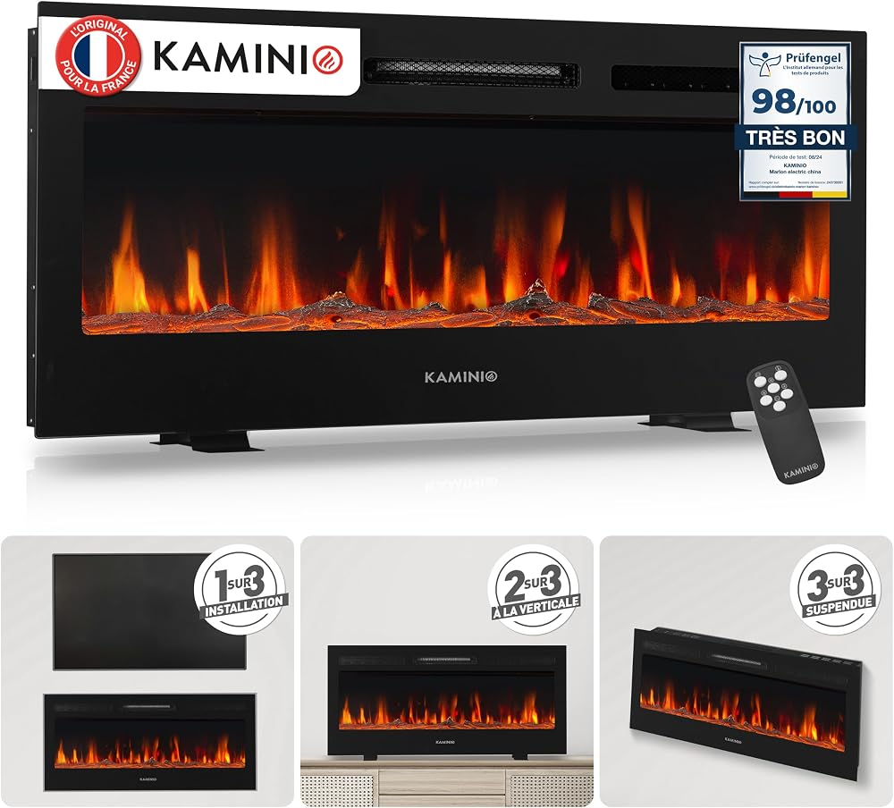 Cheminée électrique Marlon Pro 42 encastrable effet flamme 3D