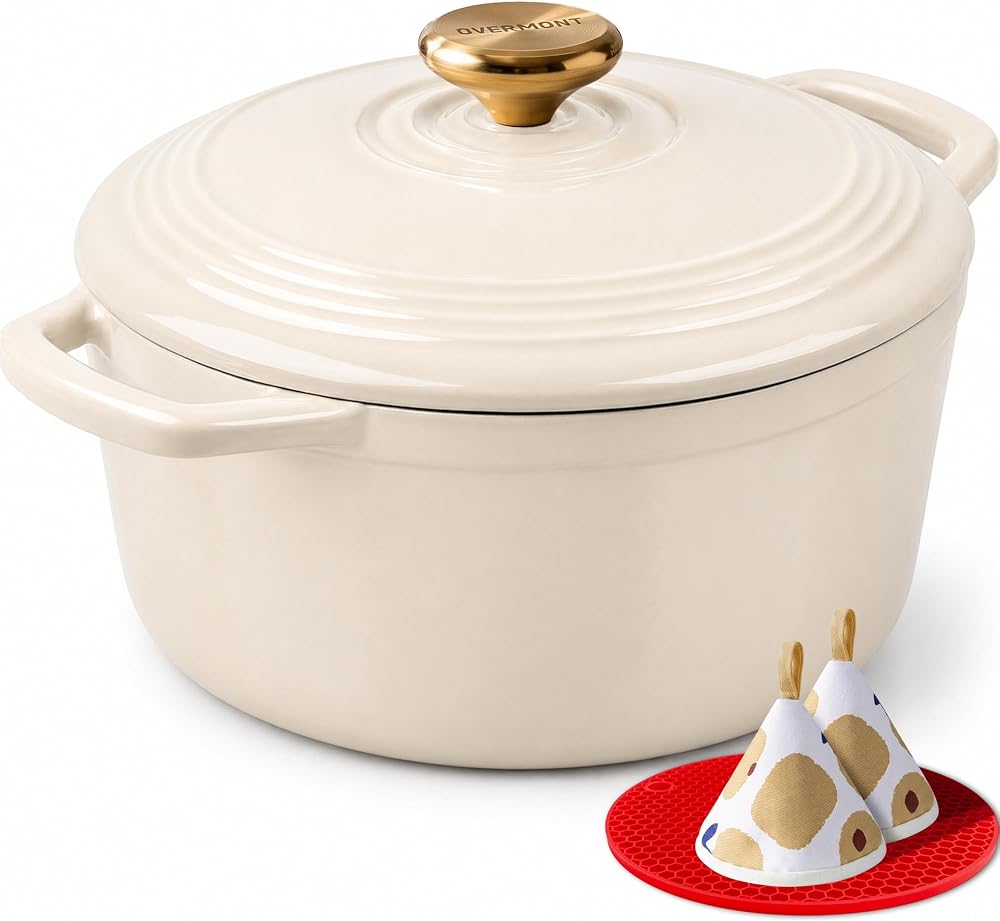 Cocotte ronde en fonte émaillée Overmont 26 cm, coup de cœur du comparatif