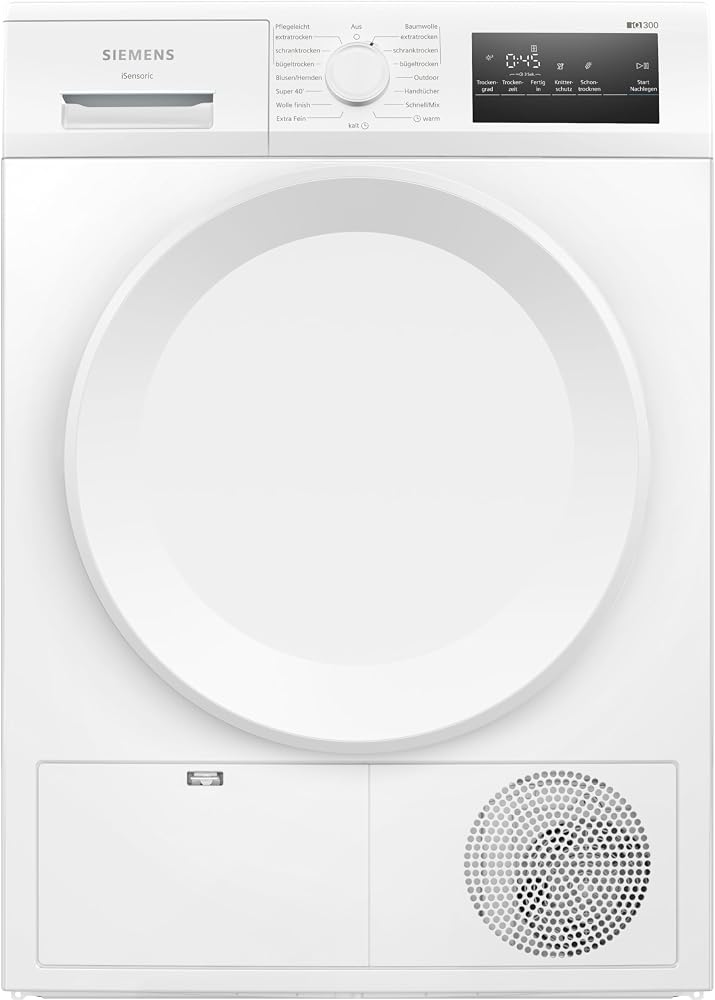 Sèche-linge Siemens WT43H004 iQ300 pompe à chaleur 8 kg, blanc, écran tactile